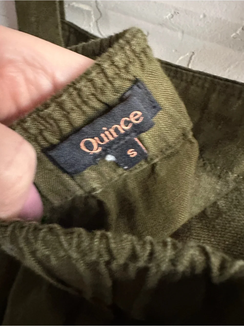 Quince 100% Linen Olive Jumpsuit Granola Minimalist Utility Resort Cottagecore S